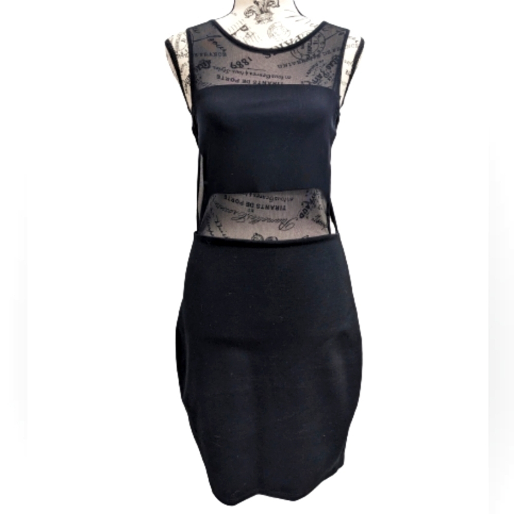 Guess black sheer cutout bodycon mini dress size S